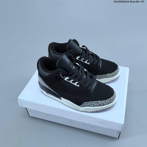 Jordan Air Jordan 3 Retro Black White Grey 36 47 Basketball - Unisex (BS-66174)