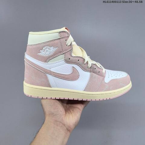 Nike Air Jordan 1 Retro High OG White Pink Beige 36 48 5 Casual - Unisex (BS-66985)