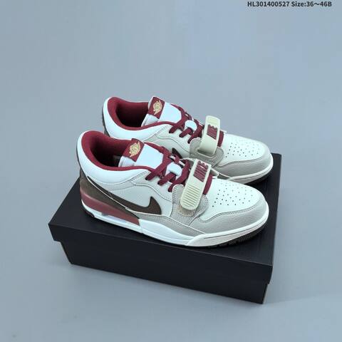 Nike Air Jordan Legacy 312 Low White Grey Burgundy Brown 36 46B Lifestyle - Women's (BS-65856)