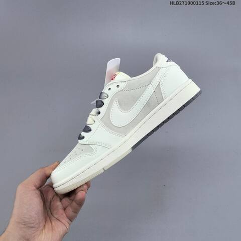Nike Air Jordan 1 White Cream Black With Red Supreme-style Accents 36 45B Lifestyle - Women's (BS-66962)