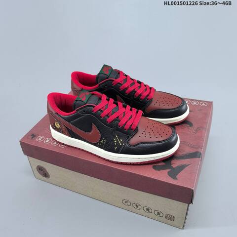 Jordan Air Jordan 1 Low Black Brown Red 36 46B Lifestyle - Women's (BS-67269)