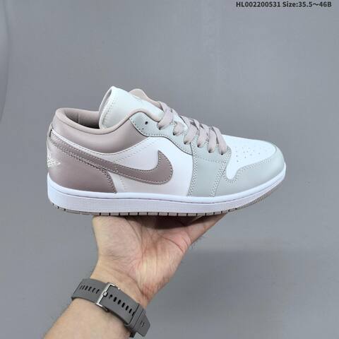 Jordan Air Jordan 1 Low White Light Gray Taupe 35 5 46B Lifestyle - Women's (BS-65840)