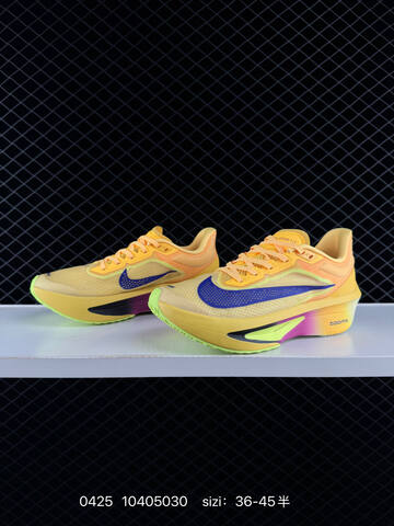 Nike Zoom Fly 6 Laser Orange With Racer Blue Swoosh Volt Outsole Accents Sail Midsole Magenta Gradient Details EU 36-45 Half Sizes Available Running - Unisex (BS-71867)