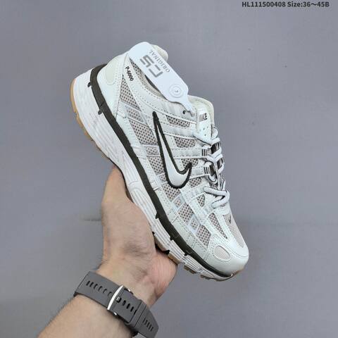 NIKE P-6000 Retro Casual Low-top Urban Commuting Running Shoes Breathable Mesh Fabric With Leather And Synthetic Overlays Vibrant Color Matching Foam Cushioning For Comfort Lifestyle BS-60883