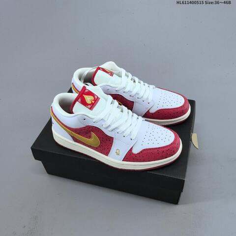 Jordan Air Jordan 1 Low White Red Gold EU 36-46 Lifestyle - Unisex (BS-65960)