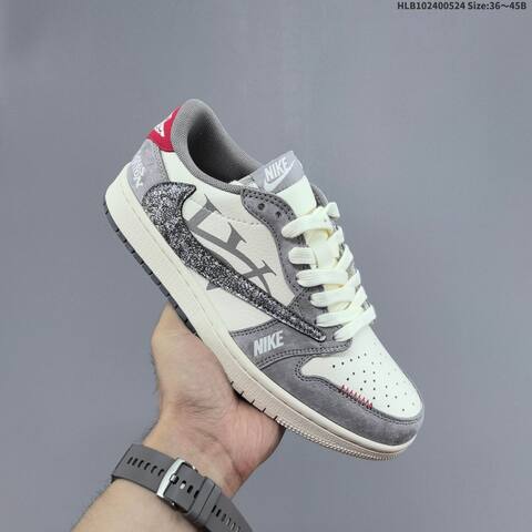 Jordan Air Jordan 1 Low x Travis Scott Sail Grey Black Red EU 36-45 Casual - Unisex BS-65883
