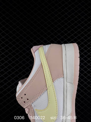 Nike SB Dunk Low Pink White With Pale Yellow Swoosh 36-45 Half Skate - Unisex (BS-72770)