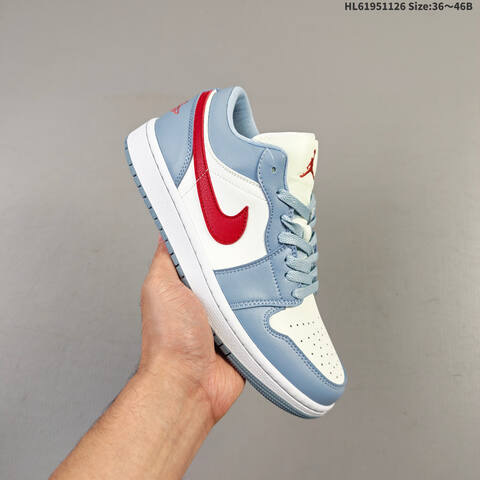 Jordan Air Jordan 1 Low Light Blue White Red 36 46 Casual - Unisex (BS-63060)