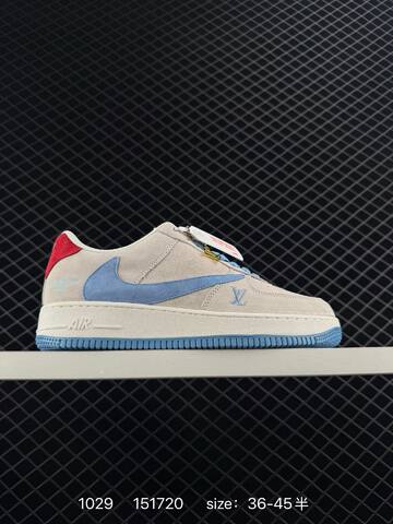 Nike Air Force 1 Blue White With Louis Vuitton Monogram Print 36-45 Lifestyle - Unisex (BS-74495)