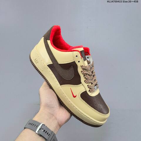 Nike Air Force 1 07 Low Beige Brown Red EU 36-45 Sneaker - Unisex BS-60713