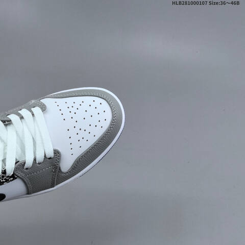 Nike Air Jordan 1 Low White Gray Blue Black 36 46B Casual - Women's (BS-67063)