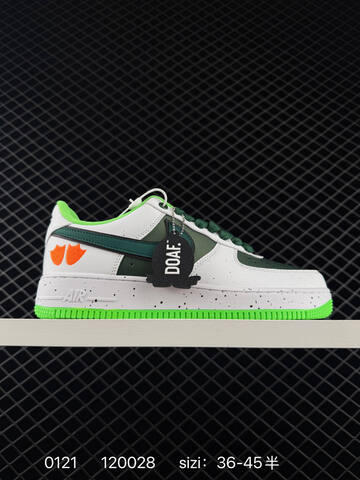 Nike Air Force 1 07 Low White Green With Dark Green Accents And Neon Green Sole 36-45 Casual - Unisex (BS-73041)
