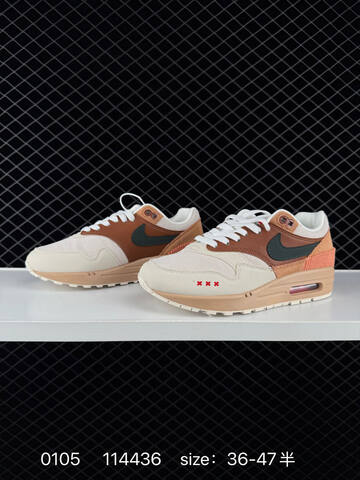 Nike Air Max 1 Premium Cream Brown Tan Coral Black 36-47 5 Lifestyle - Unisex (BS-73313)