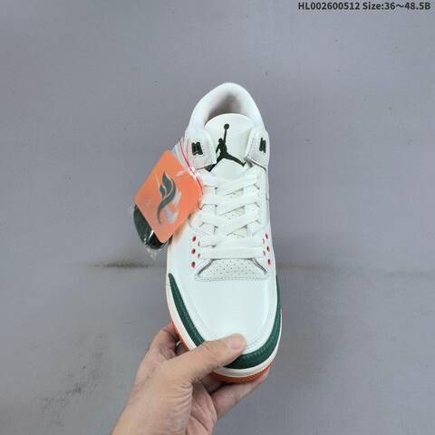 Jordan Air Jordan 3 Retro White Green Orange 36 48 5 Basketball - Unisex (BS-65990)