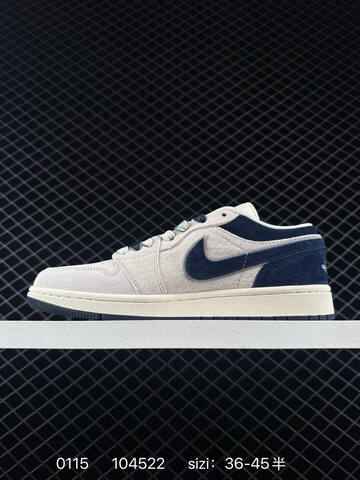 Jordan Air Jordan 1 Low Light Beige Navy Blue Off White EU 36-45 Sneaker - Unisex BS-79828