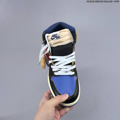 Jordan Air Jordan 1 Retro High OG Black Blue Gold White 36 47B Basketball - Women's (BS-67131)