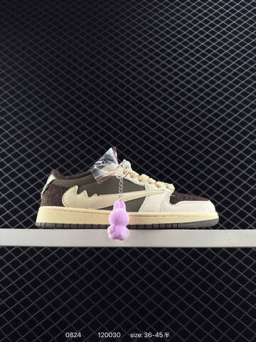 Jordan Fragment x Travis Scott x Labubu Air Jordan 1 Low White Dark Brown Cream EU 36-45 Sneaker - Unisex (BS-80845)
