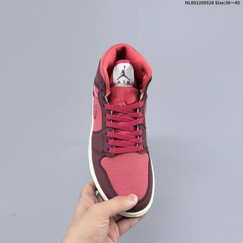 Jordan Air Jordan 1 Mid SE Pink And Burgundy Valentine s Day 36 45 Casual - Unisex (BS-65873)