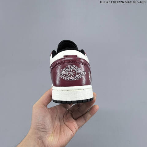 Nike Air Jordan 1 Low White Burgundy Red Black 36 46 Lifestyle - Unisex (BS-67255)