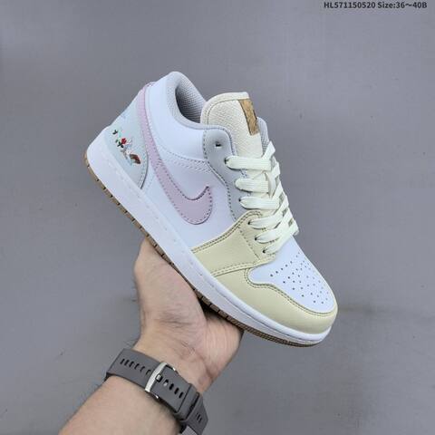 Jordan Air Jordan 1 Low White Pastel Pink Cream Light Blue 36-40 Basketball - Unisex (BS-65910)