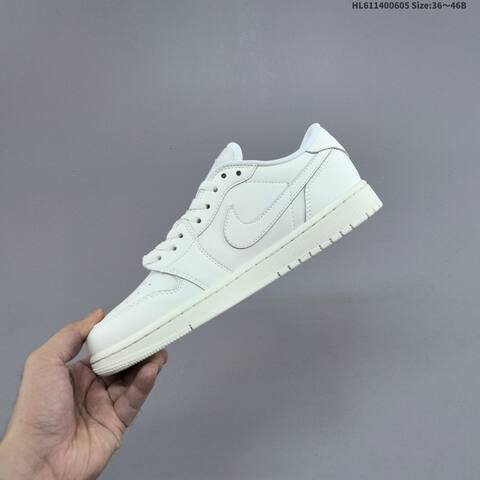 Nike Air Jordan 1 Low White Grey With Red Accents 36 46B Basketball - Women's (BS-65801)
