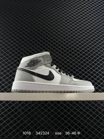 Jordan Air Jordan 1 Mid Black White Light Grey EU 36-46 Basketball Shoe - Unisex BS-80491