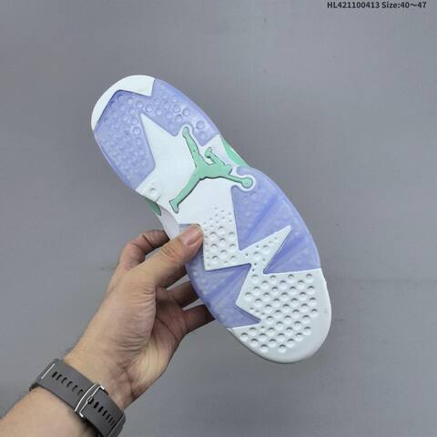 Jordan Air Jordan 6 Retro White Grey With Mint Green And Icy Purple Accents 40 47 Basketball - Men's (BS-66201)