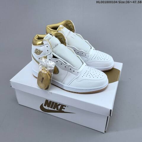 Jordan Air Jordan 1 High OG White And Gold EU 36 47 5 Basketball - Unisex (BS-67116)