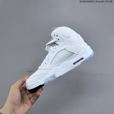 Jordan Air Jordan 5 Retro White Metallic Silver Ice Blue 36 47 5 Basketball - Unisex BS-66240