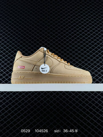 Nike Air Force 1 Low Supreme DN1555 200 Black Wheat Red White EU 36-45 Skate - Unisex (BS-71133)