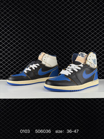 Jordan Air Jordan 1 High Black Blue White Cream EU 36-47 Basketball Shoe - Unisex BS-79916