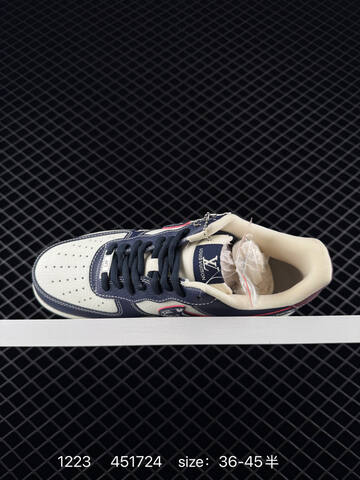 Nike Air Force 1 07 Navy White Burgundy With Supreme And Louis Vuitton-style Monogram Accents 36-45 Casual - Unisex (BS-73548)