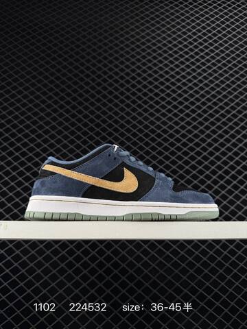Nike Dunk SB Low Dust Noir Blue-green Suede Cream Swoosh White Midsole Green Outsole EU 36-45 Skate - Unisex (BS-74418)