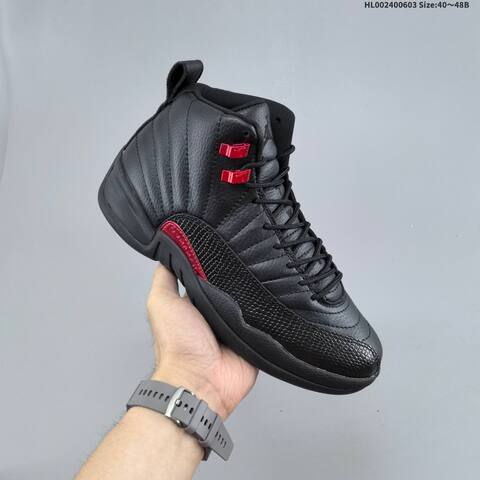 Jordan Air Jordan 12 Retro Black Red 40 48B Basketball - Men s BS-65819