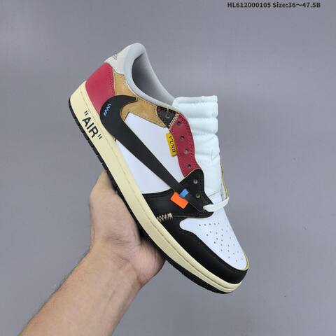 Nike Air Jordan 1 Low x Travis Scott Reverse Mocha White Black Red Khaki 36 47 5 Lifestyle - Unisex (BS-67092)