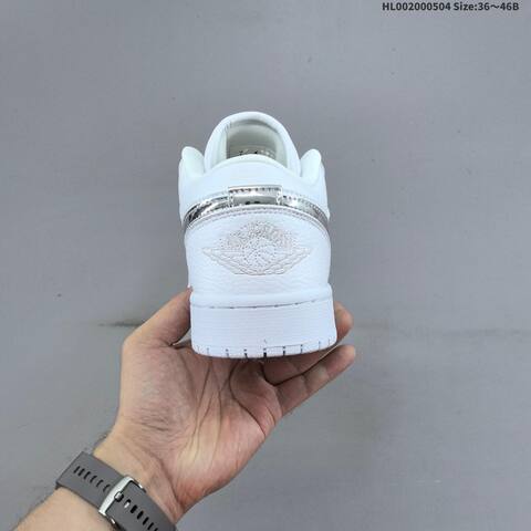 Jordan Air Jordan 1 Low White Metallic Silver 36 46B Casual - Women's (BS-66046)