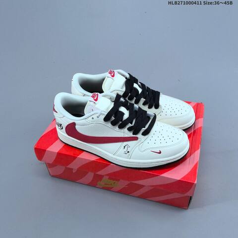 Nike Air Jordan 1 White Red Black 36 45B Casual - Women's (BS-66250)