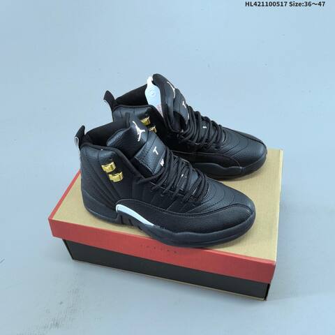 Jordan Air Jordan 12 Retro Black White Gold 36 47 Basketball - Unisex (BS-65938)
