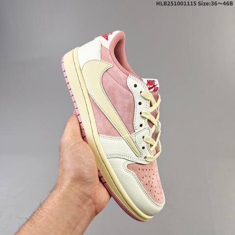Nike Air Jordan 1 Low Pink White Cream 36 46 Casual - Unisex (BS-63673)