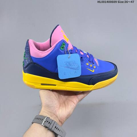 Jordan Air Jordan 3 Retro OG Brasil Blue Pink Yellow Navy EU 36-47 Basketball - Unisex (BS-65785)