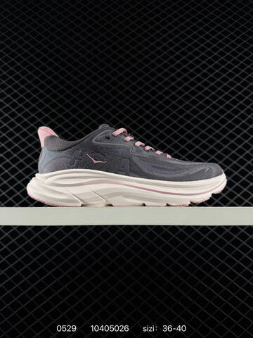 HOKA ONE ONE Clifton 9 Dark Grey White Pink EU 36-40 Running Shoe Running Sneakers - Unisex (BS-86221)