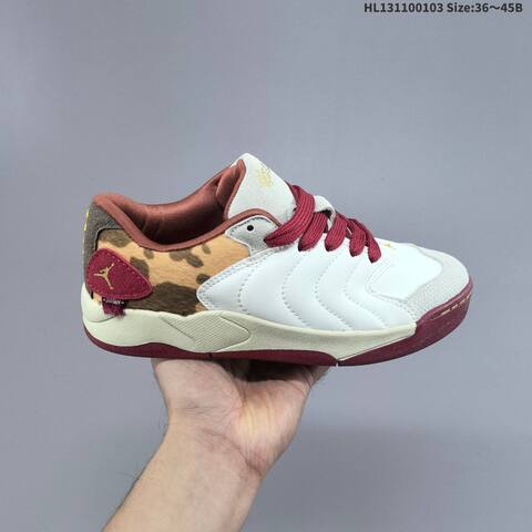 Jordan Session White Burgundy Brown Cow Print 36 45 Lifestyle - Unisex (BS-67127)