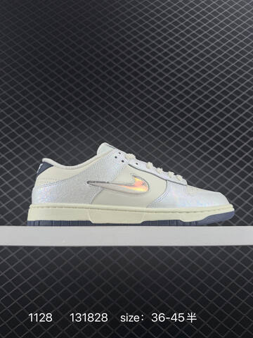 Nike SB Dunk Low Pro White Iridescent Silver Navy EU 36-45 5 Skate - Unisex (BS-73956)