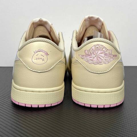 Jordan Travis Scott x Air Jordan 1 Low OG SP IQ7604-100 White Cream Pink Yellow Sneaker (BS-87192)
