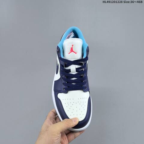 Jordan Air Jordan 1 Low White Navy Blue Light Blue 36 46 Basketball - Unisex (BS-67217)
