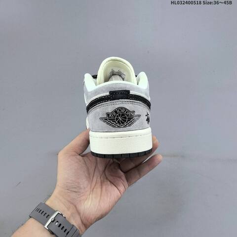 Jordan Air Jordan 1 Low Grey White Black EU 36-45 Basketball - Unisex (BS-65932)
