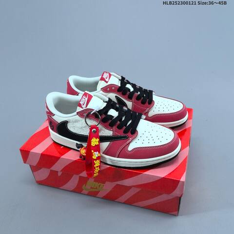 Nike Air Jordan 1 Low White Red Black 36 45B Lifestyle - Women's (BS-66906)