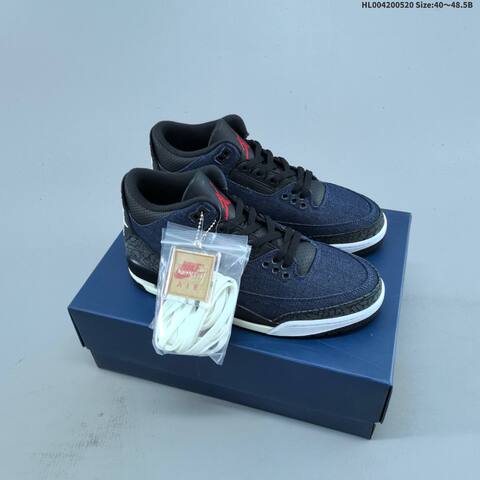 Jordan Levi s x Air Jordan 3 Retro SP Denim Black White Red EU 40-48 5 Basketball - Men's (BS-65913)