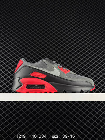 Nike Air Max 90 Grey Black White With Red Air Unit 39-45 Lifestyle - Unisex (BS-73607)
