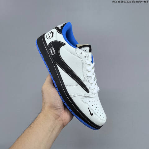 Jordan Air Jordan 1 Low x Travis Scott White Black Royal Blue EU 36-45 Casual - Unisex (BS-67190)